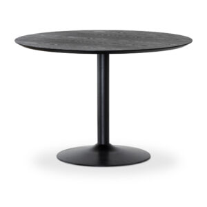 MILES matbord runt 110 cm svartbetsad ask, svart trumpetfot
