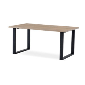 FLEET matbord 160 cm vitoljad ek, svart U-ben