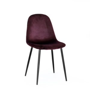 THEA stol vinröd sammet svarta metallben