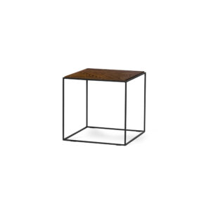 LIME soffbord 50x50 cm brunbetsad ask fiskben/svart metallunderrede