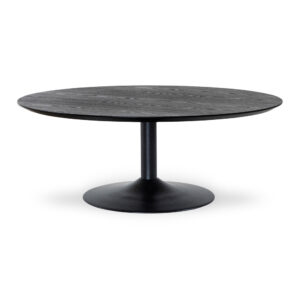 MILES soffbord runt 110 cm svartbetsad ask, svart trumpetfot