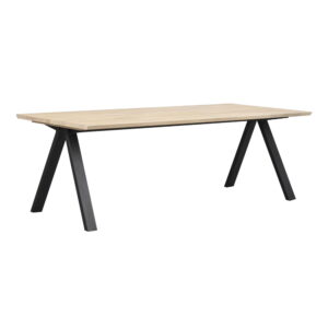 Carradale Matbord, V-ben, Vitpigmenterad/svart, 220x100 cm