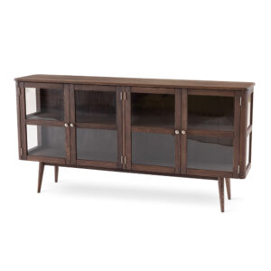 LÖDERUP Sideboard vitrin 4 glasdörrar rökoljad ek
