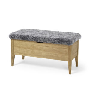 KLINTE bänk 90 cm oljad ek med äkta fårskinn