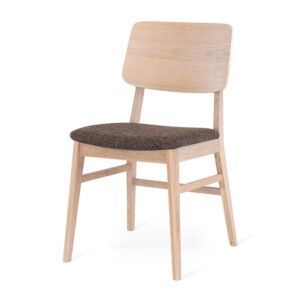 STEVIE stol vitpigmenterad lackad ek, sits tyg Talent brun