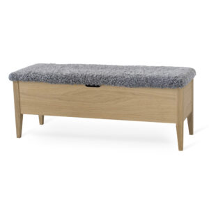 KLINTE bänk 120 cm oljad ek med äkta fårskinn