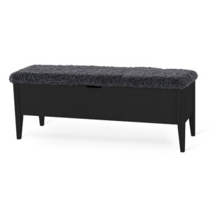 KLINTE bänk 120 cm svartlack med fårpälsimitation