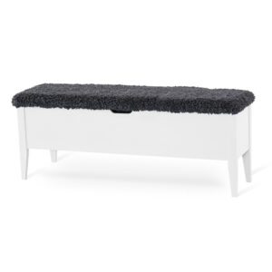 KLINTE bänk 120 cm vitlack med fårpälsimitation