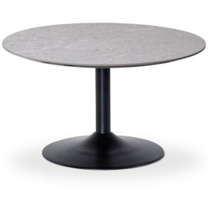 MILES soffbord runt 80 cm sandstenslaminat, trumpetfot svart metall