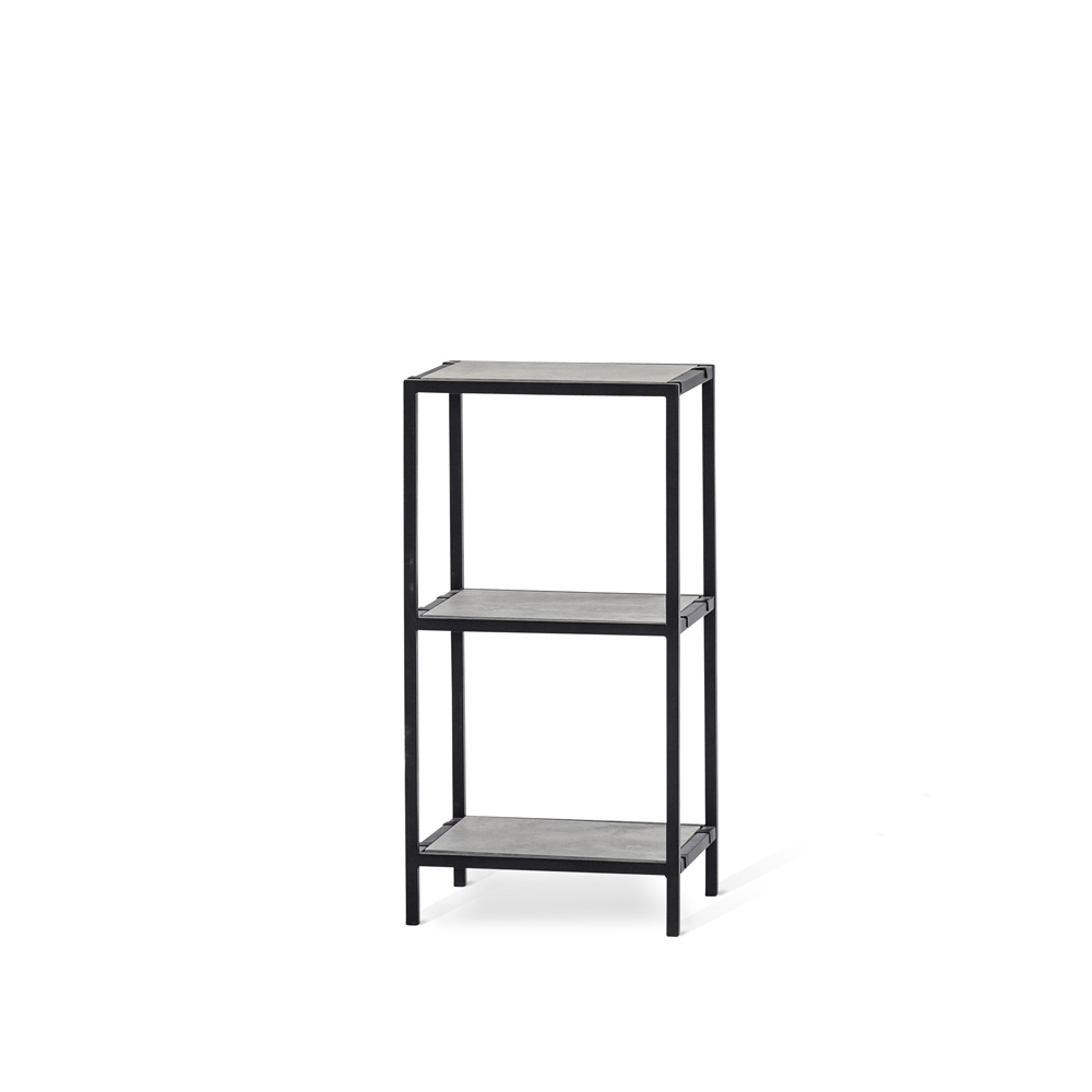 Steel hylla svart 76 cm betongskivor high 178584