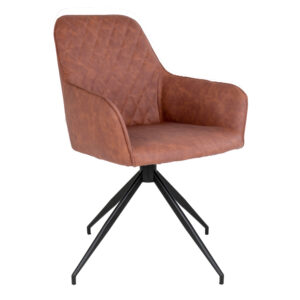 Harbo Matstol med vridbar, PU-läder, vintage brun, svarta ben, HN1220