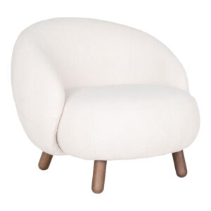 Savona Lounge Chair, konstgjorda lammskinn, vit med ben i valnötslook, HN1094