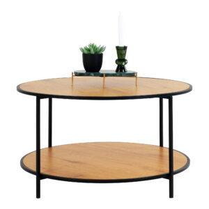 Vita Soffbord, eklook, svart stommeØ80x45 cm