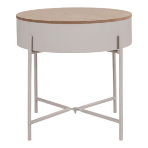 Sisco Sidobord, beige stål, naturskiva
ø40x40 cm