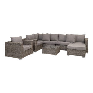 Calvi Loungeset, kubu grå, polyrattan, inkl. kuddar