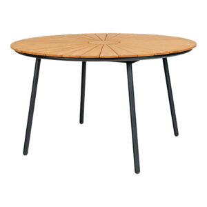 Cleveland Matbord, bordsskiva i teak, natur, svarta ben
ø130x74 cm