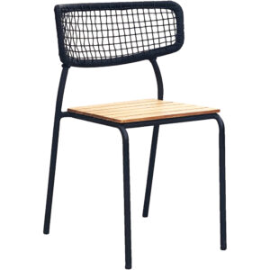 Nashville Matstol, teak, svart rep, svarta ben