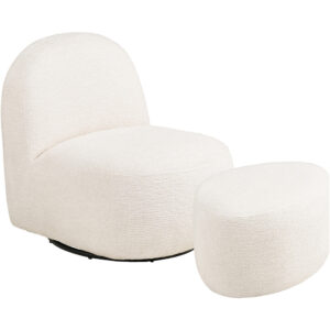 Milo set Fåtölj och sittpuff, benvit HN1081