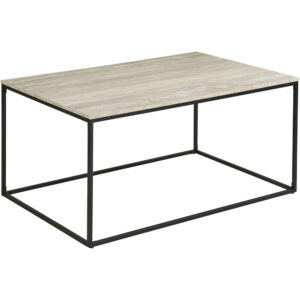 Vita Soffbord, travertinlook, svart ram 90x60x45 cm