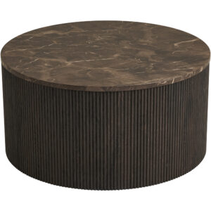 Rota Soffbord, marmorlook, mörkbrunt ø80x40 cm