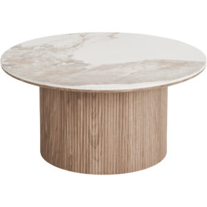 Athens Soffbord, keramisk bordsskiva, vit/mörkbrun ø80x40 cm