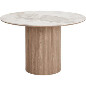 Athens Matbord, keramisk bordsskiva, vit, mörkbrun ø120x76 cm