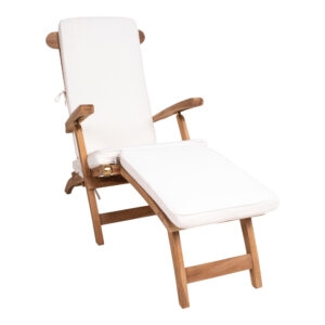 Arrecife Solstol med dyna, teak/bomull, natur/vit