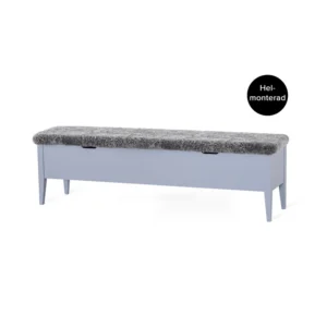 KLINTE bänk 160 cm grålack med äkta fårskinn grå