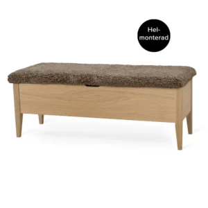 KLINTE bänk 120 cm oljad ek med äkta fårskinn beige