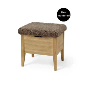 KLINTE bänk 45 cm oljad ek med äkta fårskinn beige