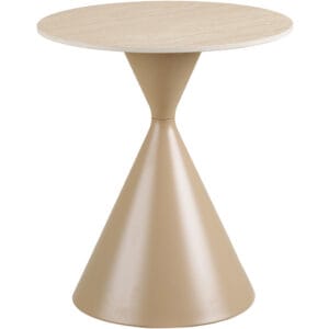 Annecy Sidobord, keramikbordsskiva/stål, travertin/sand, ø50x56 cm