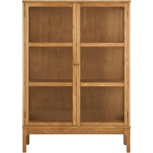 Zamora Skåp, 2 glasdörrar, 2 hyllor, ek/ekfaner/härdat glas, naturfärgad, 40x90x126 cm