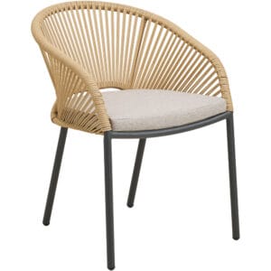 Novella Matstol, aluminium, beige, sand, inkl. dyna