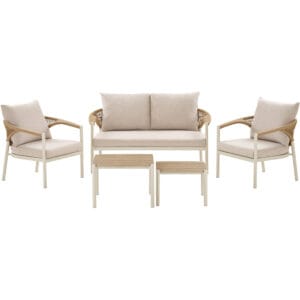 Abela Loungegrupp, aluminium/icke-trä/polyester/PE-rotting, sand/natur, inkl. hynder