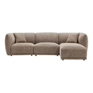 Noor Loungesoffa med 2 kuddar, högervänd, brun