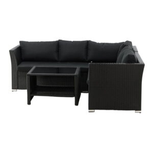 Haiti Loungegrupp, Svart, Bord: Höjd:45 Längd:70 Bredd:70 Soffa: Djup:59 Höjd:64 Bredd:194x194
