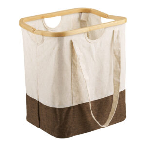 Noto Tvättpåse, bambu/textil, benvit/brun, 40x30x45 cm