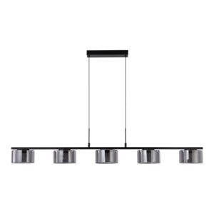Cholet Pendellampa med 5 LED-lampor, stål/glas, svart/klar