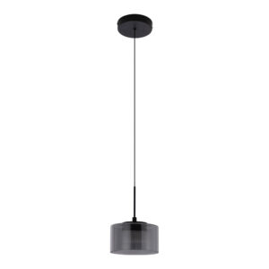 Cholet Pendel-LED, stål/glas, svart/klar
