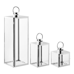 Potatislyktor Lyktor, glas/metall, silverlook, set om 3