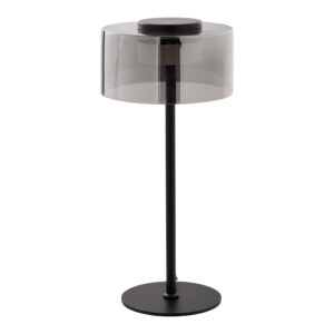 Cholet Bordslampa LED, stål/glas, svart/klar