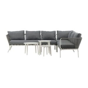 Roxo Hörnsoffgrupp, Bord 1: ⌀50 Bord 2: ⌀60 Soffa: Djup: 79 Höjd: 70 Bredd: 283x220,5