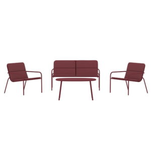 Fourni Soffgrupp, Bordeaux, Bord: 45 x 90 x 50, Soffa: 70 x 74,5 x 133