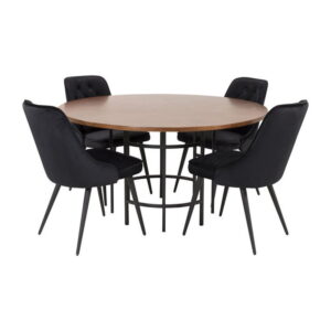 Copenhagen Matbord med Grafit Velvet Deluxe Stolarna, Bord: ⌀140