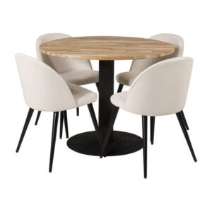 Cirebon Matbord med Velvet Stolarna, Bord: ⌀100
