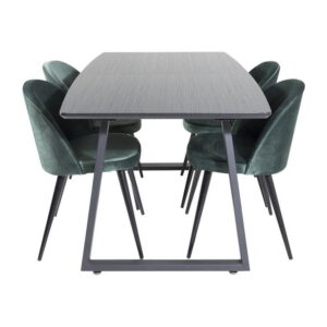 Matgrupp Inca med stolarna Svart Velvet, Bord: 75x160x85