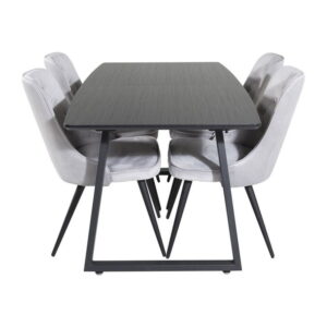 Matgrupp Inca med stolarna Velvet Deluxe, Bord: 75x160x85