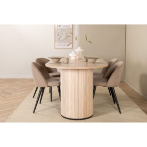 Bianca Matbord med Velvet Stolarna, Table: 200 x 90