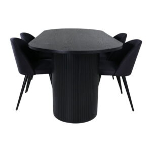Bianca Matbord med Velvet Stolarna, Table: 200 x 90