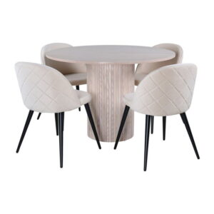 Bianca Matbord med Velvet Stolarna, Table: ⌀110